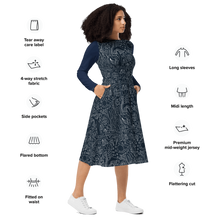 Load image into Gallery viewer, Mushroom Print Midi Dress with Pockets - Premium Knit Jersey Fabric - Made to Order