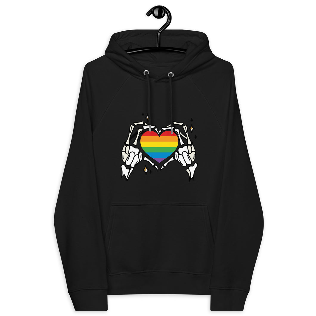 Rainbow Heart Skeleton Hands Hoodie