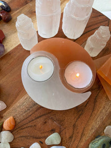 Yin Yang Selenite Candle Holder